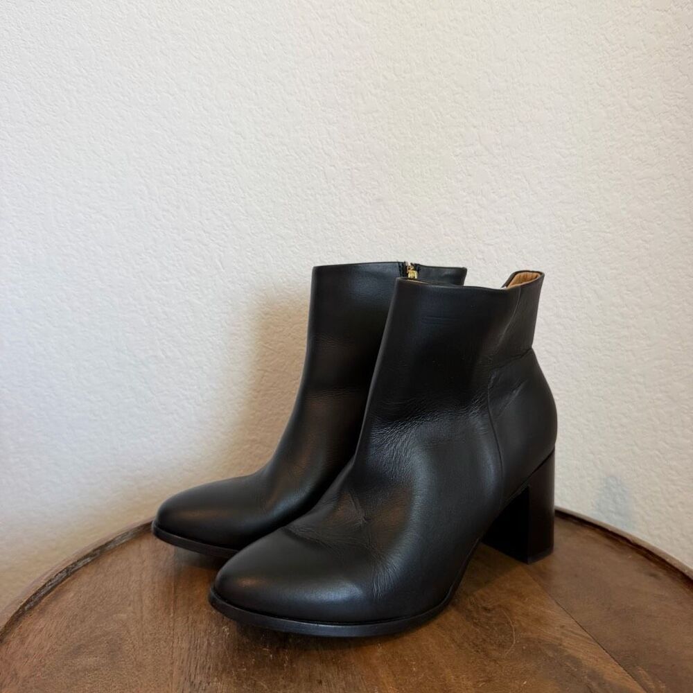 Nisolo Black Leather Lia Heeled Chelsea Ankle Boots Booties Women's Size 7